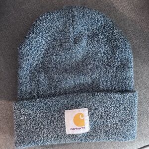 Carhartt Heather Blue Cuffed Beanie with Yellow Logo Patch
